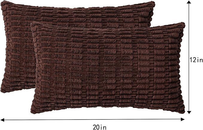 Aegero Pack of 2 Corduroy Decorative Throw Pillow Covers 12x20 InchSoft Boho - Image 4