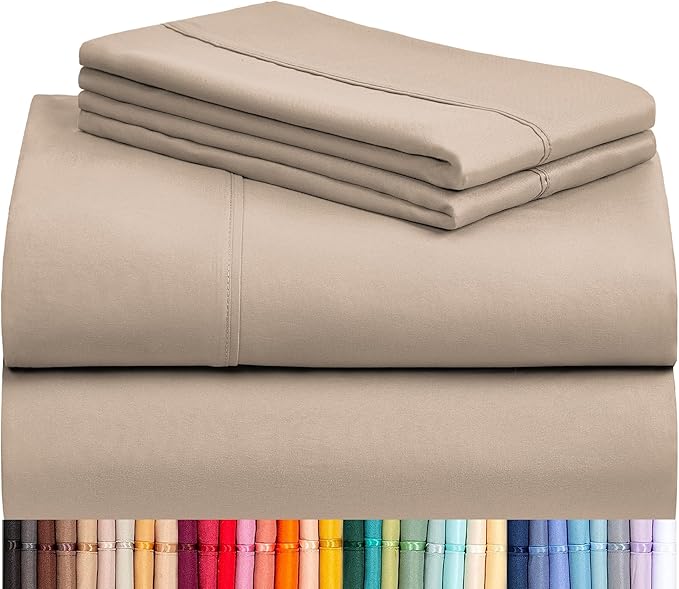 LuxClub 4 PC California King Sheet Set, Breathable Luxury Bed Sheets, Deep by LuxClub