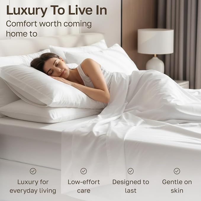 California Design Den White Queen Sheet Set Deep Pocket - Image 6