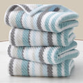 Quick Dry & Highly Absorbent 100% Cotton Aqua Striped Hand Towels by VOOVAMOVAS