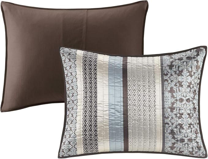 Madison Park Quilt Set Luxurious Jacquard Stripes Design - Image 12