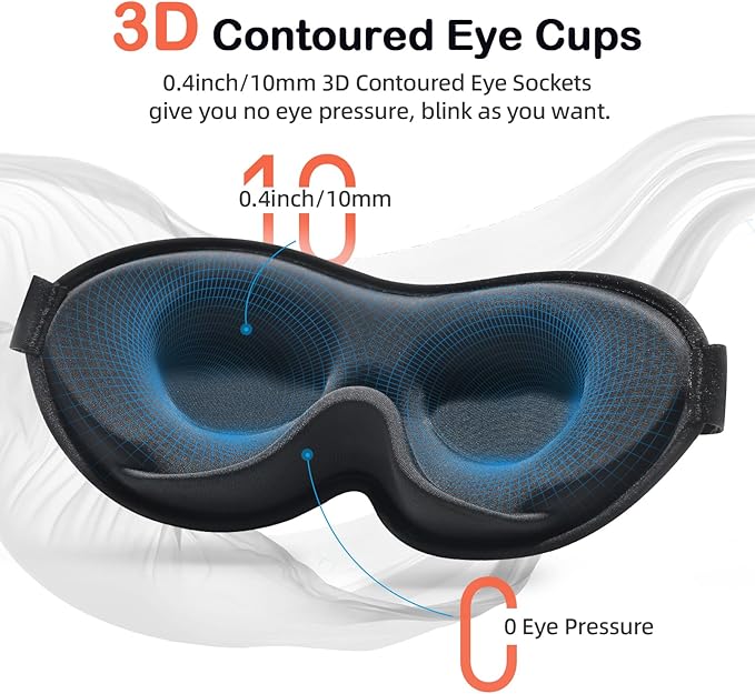 INNELO 3D Contoured Sleep Mask for Side Sleepers, 100% Light Blocking Sleeping - Image 4