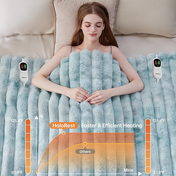 Heated Throw Blanket, Faux Fur Cozy Heating Blanket - Image 4