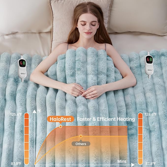Heated Throw Blanket, Faux Fur Cozy Heating Blanket - Image 4