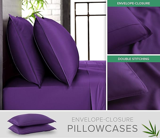 Queen Pillowcases by Pure Bamboo, Genuine 100% Organic Viscose Derived from - Image 2