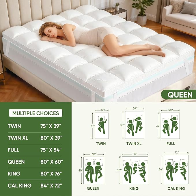 Extra Thick Memory Foam Mattress Topper Queen-5" Dual Layer - Image 8