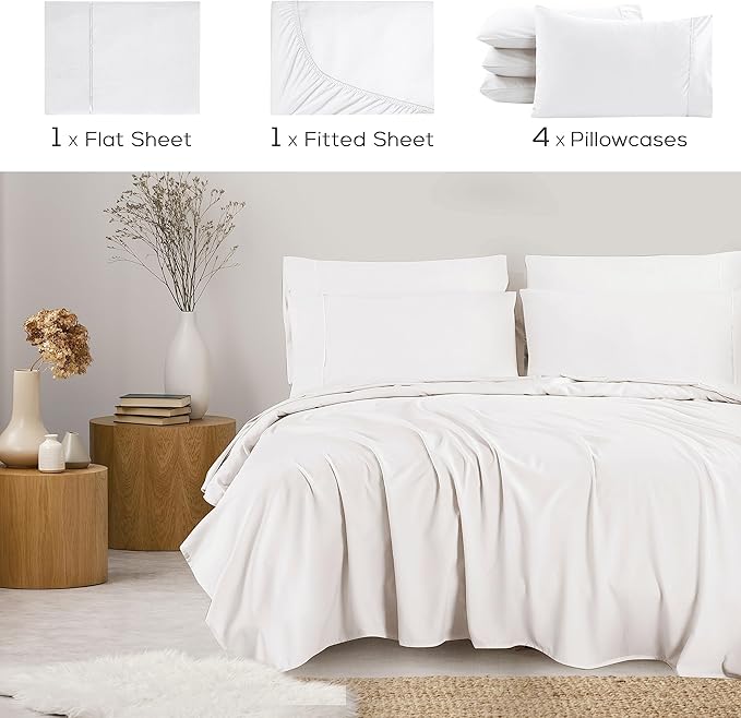 Mueller Ultratemp Bed Sheets Set, Super Soft 1800, 6 Piece California King - Image 2