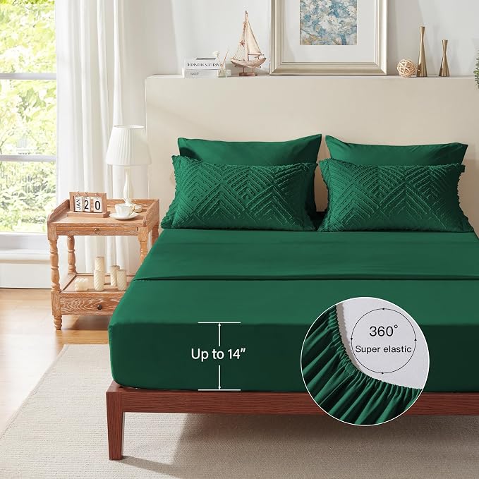 Zzlpp Queen Comforter Set 7 pieces, Emerald Green Tufted Bed in a Bag - Image 7