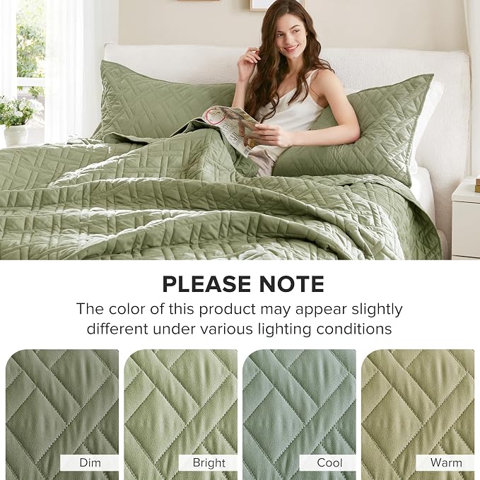 Comfort Spaces King Quilt Set Modern Reversible Diamond Coverlet King Bedding - Image 8