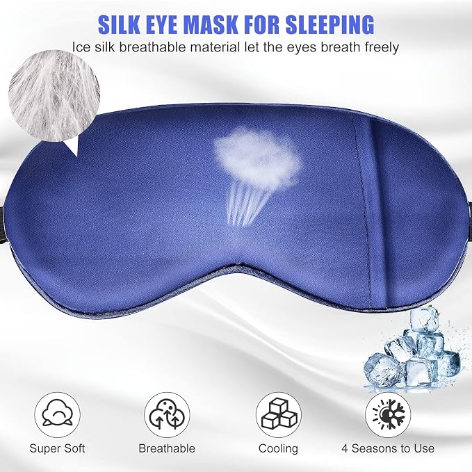 Cooling Sleep Mask w/Gel Eye Mask, Silk Eye Mask - Image 2