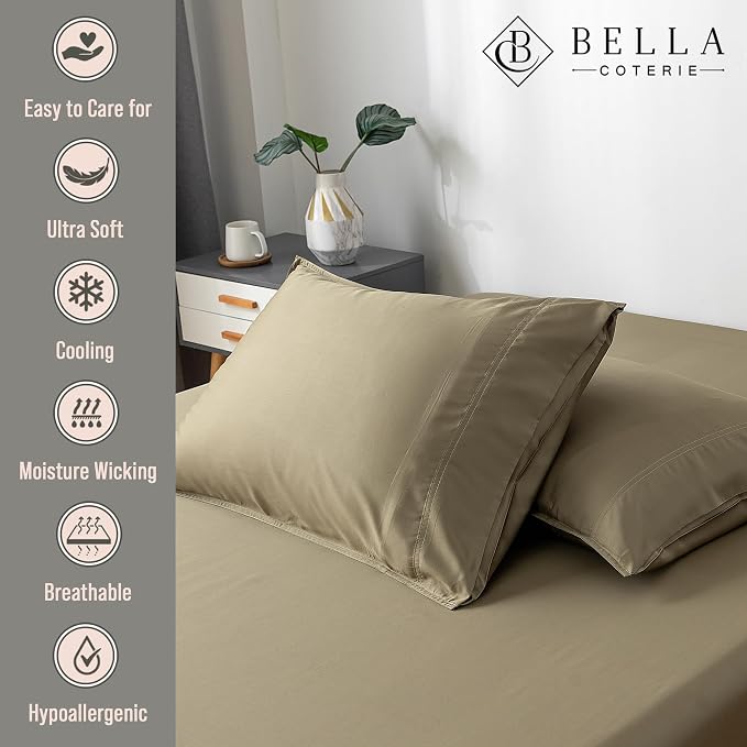 BELLA COTERIE | Luxury Bamboo Viscose King Size Pillowcase Set | 100% - Image 2