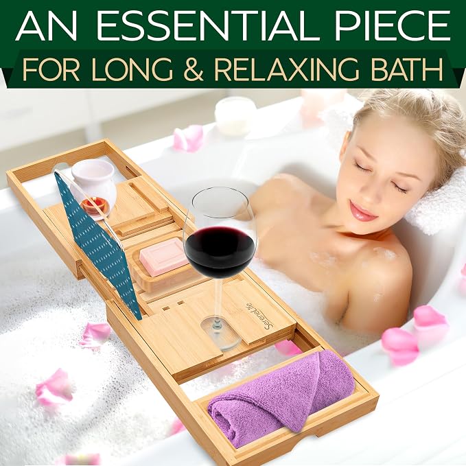 SereneLife Premium Bathtub Tray Caddy - Image 4