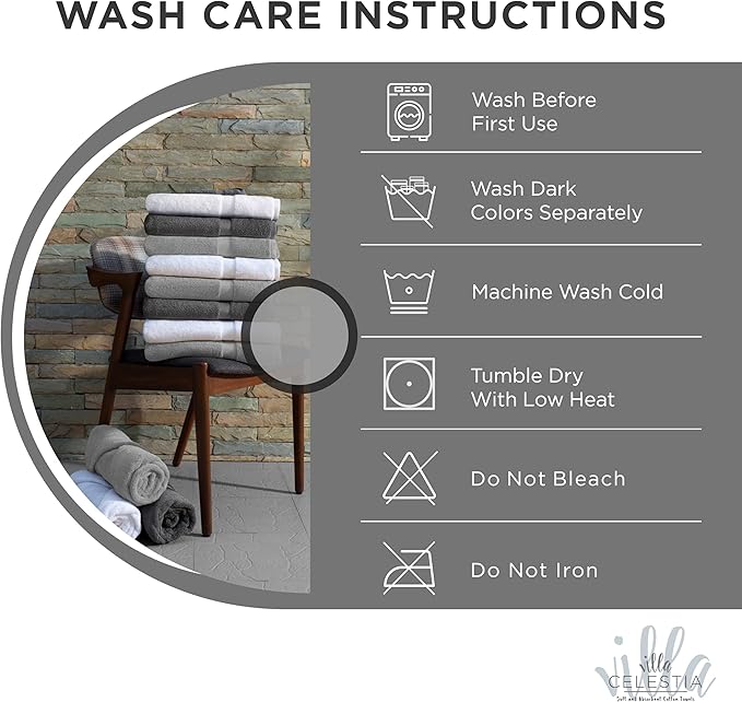 100% Combed Cotton Bathroom Towel Set of 8- 2 Bath Towels, 2 Hand Towels - Image 6
