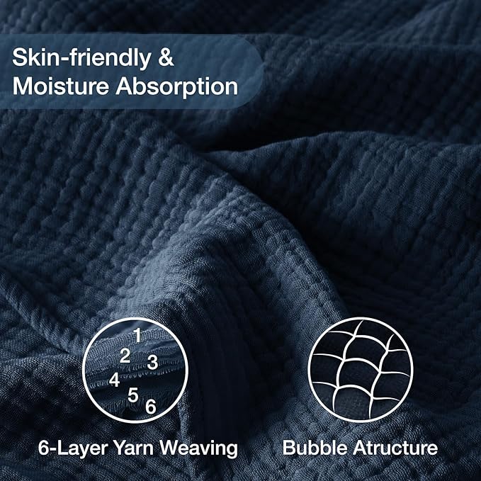 100% Cotton Muslin Blanket Twin 60" x 80", Breathable and Lightweight Cotton - Image 3