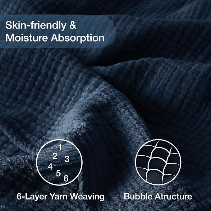 100% Cotton Muslin Blanket King 108" x 90", 6 Layers Breathable and Lightweight - Image 6