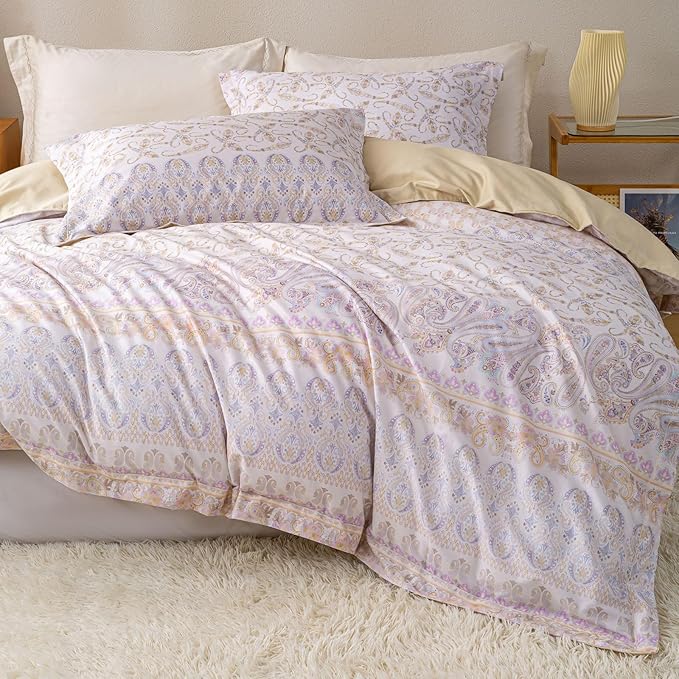 OAITE Duvet Cover Set Twin Size Floral Pattern Ultra Soft 100% Cotton Duvet - Image 2