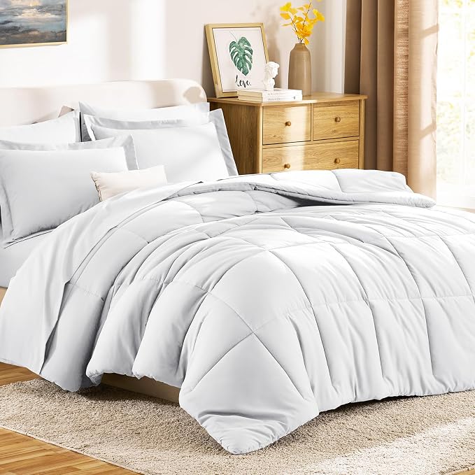 CozyLux Oversized Queen Comforter Sets White, 7 Pieces Bed in a Bag, 98x98 Box - Image 9