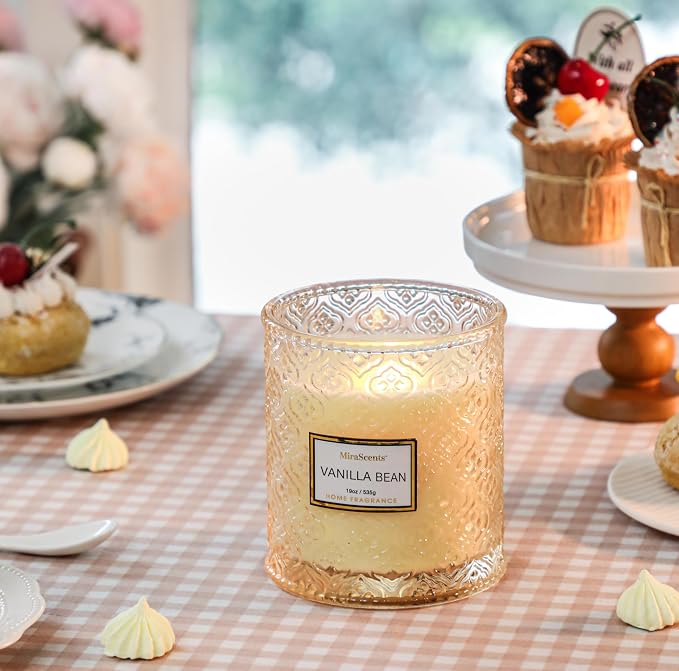 Vanilla Bean Candle, Large Decorative Glass Candle 19oz, Luxury Soy Wax Scented - Image 2