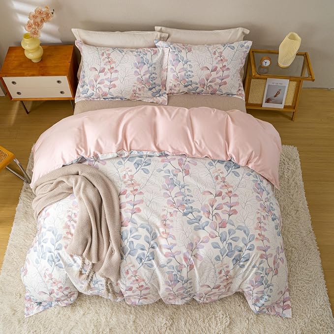 OAITE Duvet Cover Set King Size Floral Pattern Ultra Soft 100% Cotton Duvet - Image 4