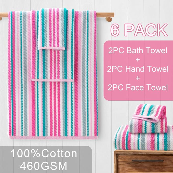 Pink Soft Towel Set, 2 Bath 28"x52", 2 Hand 16"x27", 2 Wash Cloth 13"x13 - Image 3