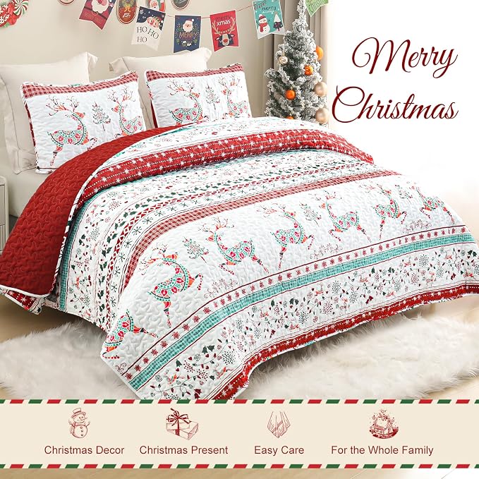 Exclusivo Mezcla Reversible Christmas Quilts Twin Size - Image 2