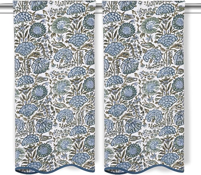 Ridhi Asparagus Green Hand Block Print Waffle Scallope Cotton Bath Towel Set of by Ridhi