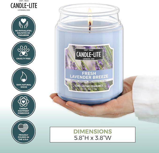 Candle-lite Scented Candles, Fresh Lavender Breeze, 18 oz Jar, Proudly Poured - Image 4