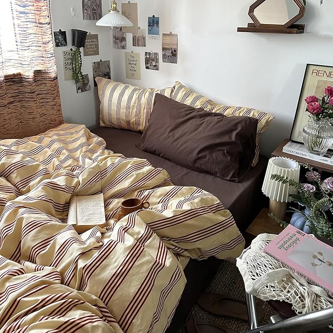 mixinni Retro Striped Duvet Cover Set King - Image 2