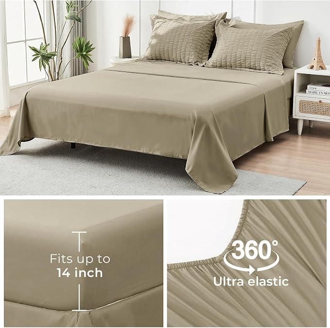 HYMOKEGE Linen Queen Comforter Set Seersucker 7 Pieces, All Season Luxury Bed - Image 7