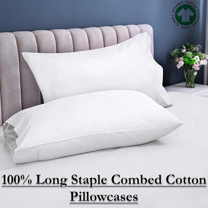 Royale Linens White Cotton Pillow Cases King Size Set of 12 - Image 5