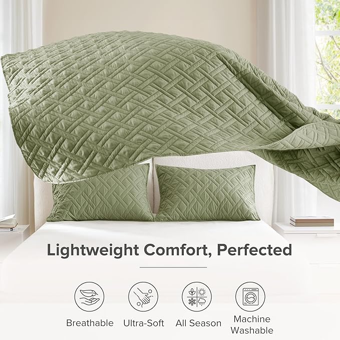 Comfort Spaces King Quilt Set Modern Reversible Diamond Coverlet King Bedding - Image 3