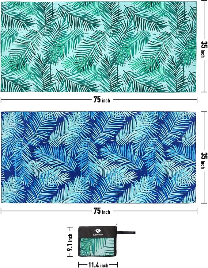 2 Pack Microfiber Beach Towel, Oversized Pool Towel 75”x 35”, Sand-Free Quick - Image 6