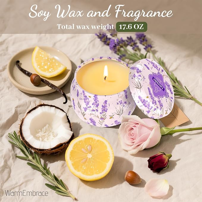 WarmEmbrace Scented Candles for Women, 8 Pack Soy Candle Set, 4.4OZ Candles for - Image 4