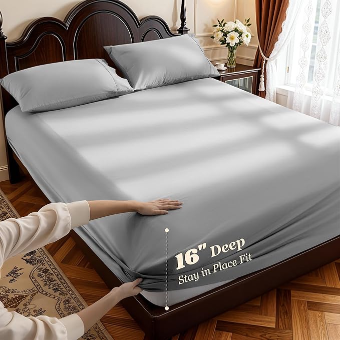 LBRO2M 1000 Thread Count 100% Egyptian Cotton Sheets Set, Queen Size Bed Sheet - Image 4