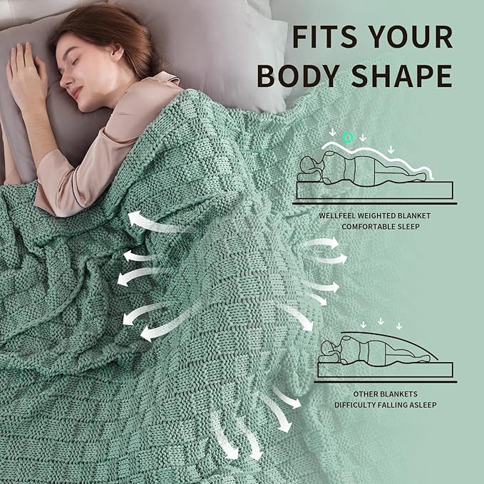 Knitted Weighted Blanket Kids, No Beads Heavy Blanket 40” x 60'' 7lbs, - Image 3