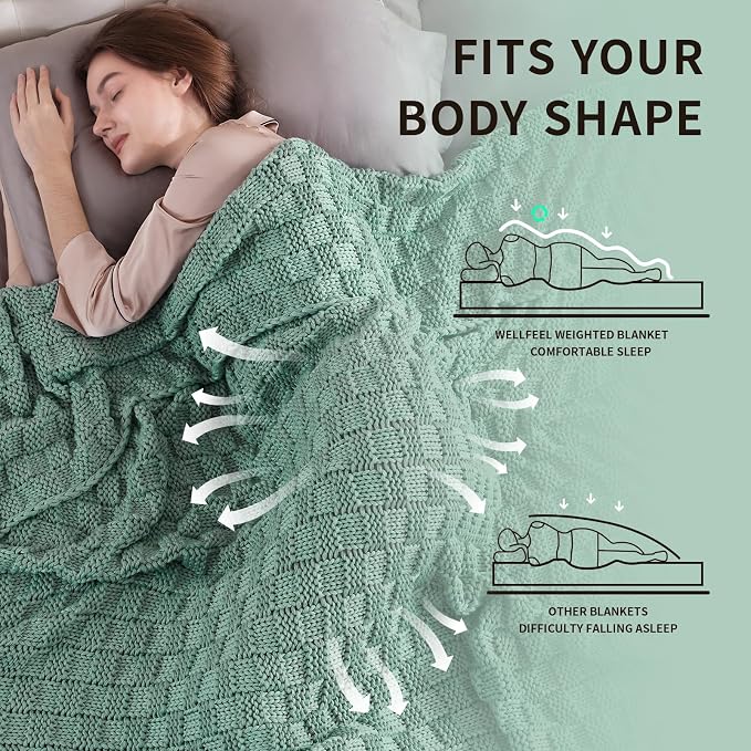 Knitted Weighted Blanket for Adult, No Beads Heavy Blanket 60” x 80'' 12lbs - Image 3