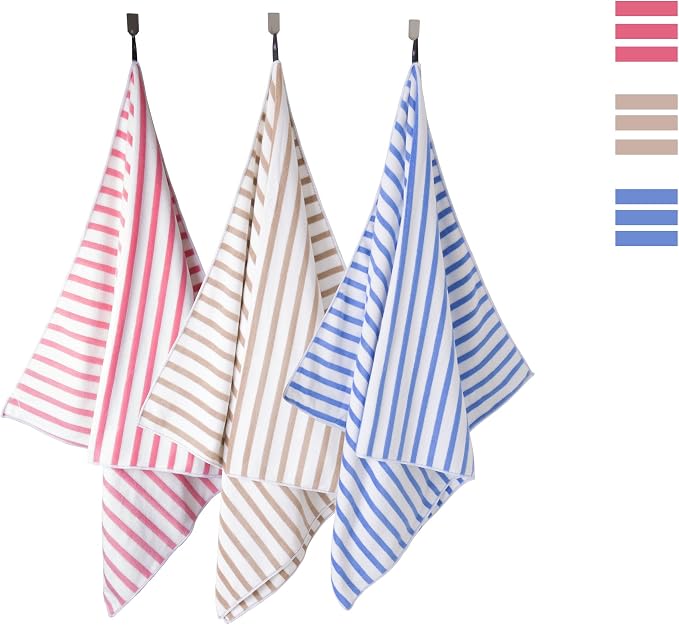 JML Beach Towels Set of 2, Large Microfiber Bath Towel Cabana Stripe, Quick - Image 6