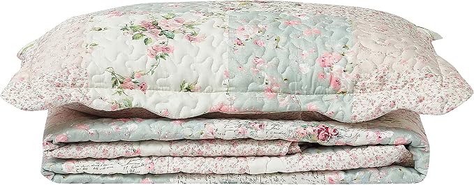 Brilliant Sunshine Rose and Sage Quilt Set, 2-Piece Bedding Sets, Traditional - Image 7