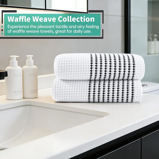 MICROFI New Microfiber Waffle Bath Towels, 2 Pieces, Fast Drying, Lint Free 430 - Image 6
