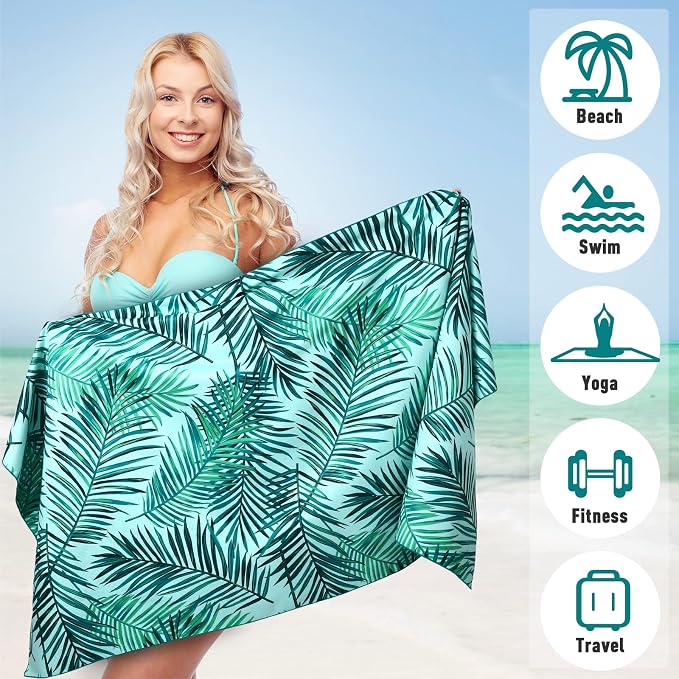 2 Pack Microfiber Beach Towel, Oversized Microfiber Pool Towel 75”x 35” - Image 3