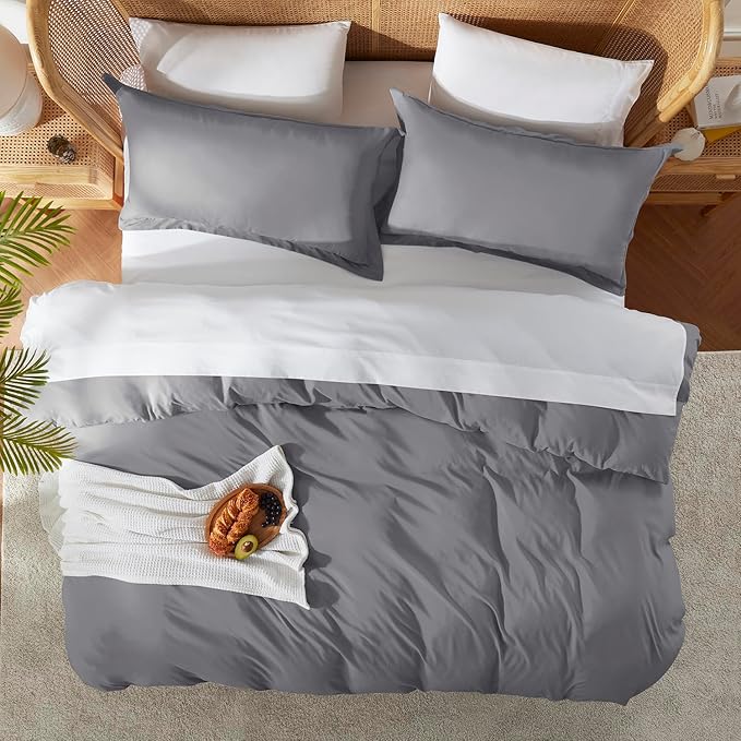Nestl Grey Duvet Cover Queen Size - Image 5