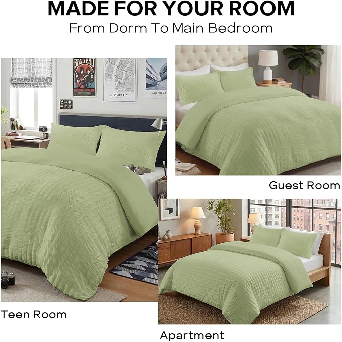 Cozyide Green Duvet Cover Full Size, 3 Pieces Bedding Duvet Covers, Soft - Image 7