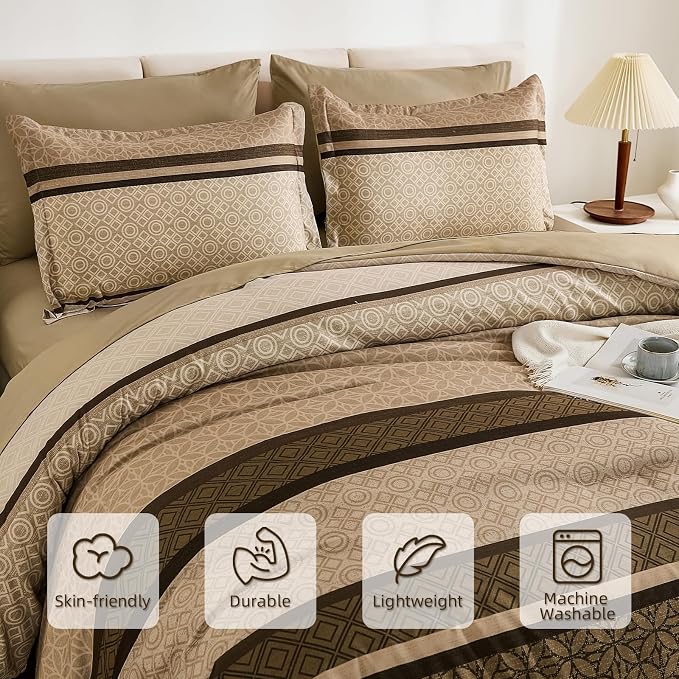 WONGS BEDDING 7 Pieces Comforter Set King Size, Minimalist Geometric Bohemian - Image 5