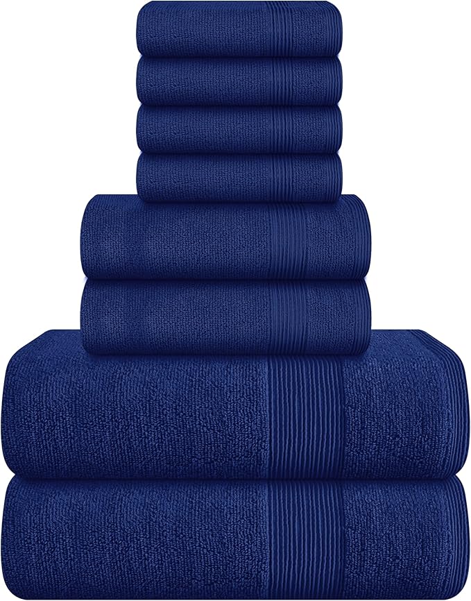 Belizzi Home 8 Piece Towel Set 100% Ring Spun Cotton, 2 Bath Towels 27x54 by Unknown
