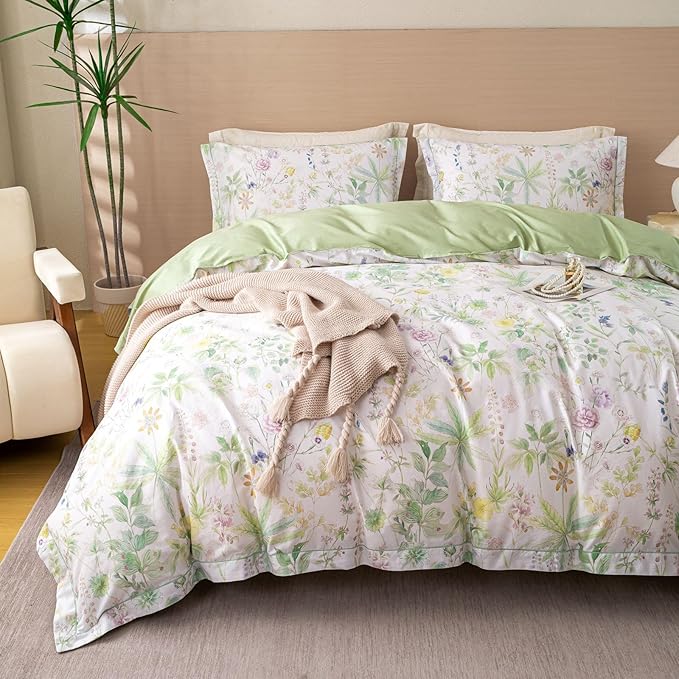 OAITE Duvet Cover Set Queen Size Floral Pattern Ultra Soft 100% Cotton Duvet - Image 2