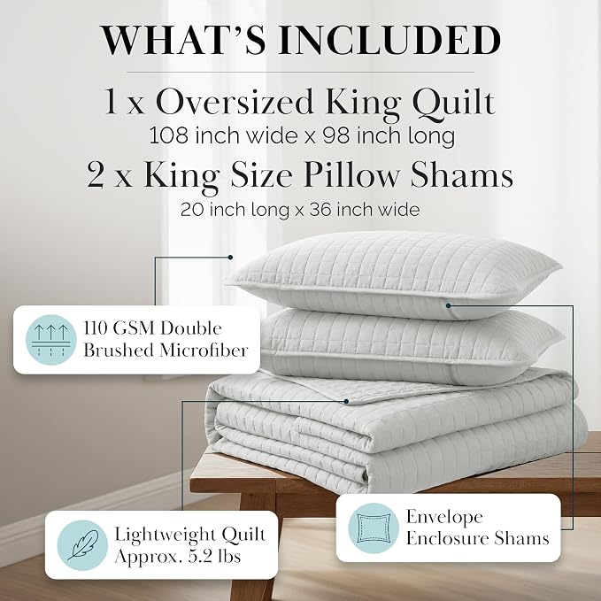 Southshore Fine Living, Inc. Oversized Quilt King Size Set, Soft Microfiber - Image 2