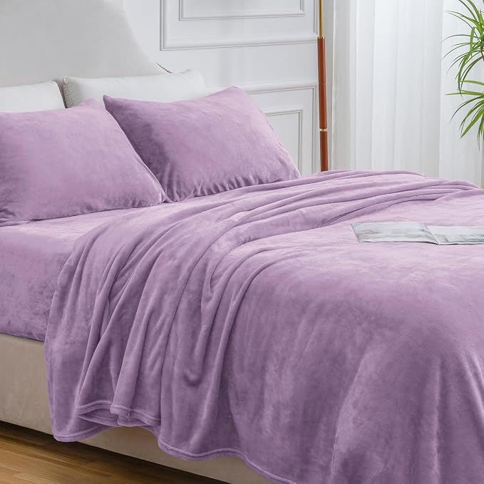 BEDELITE Flannel Sheets King Size Lavender - Image 9