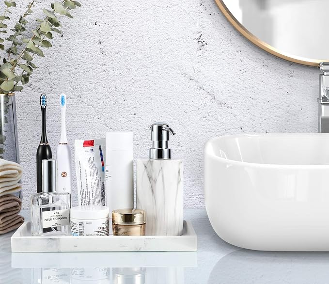 Luxspire Bathroom Vanity Tray, Resin Dresser Jewelry Ring Dish Tank Storage - Image 6