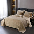ROOMLIFE Quilt Set Full Size 3D Floral Embroidery Pattern 3-Piece Cotton by ROOMLIFE