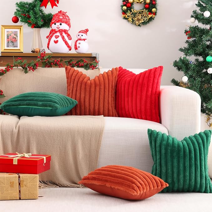 Pallene Faux Fur Plush Christmas Throw Pillow Covers 18x18 Set of 2, Luxury - Image 6